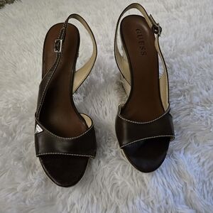 Guess Dark Brown Slingback Heels